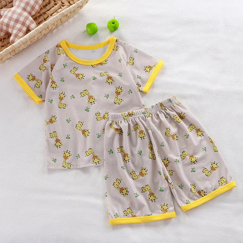 Baby Pajamas Sets Child Pajamas Toddler Short Sleeve Baby Nightwear Pyjamas Kids Cartoon Homewear Clothes