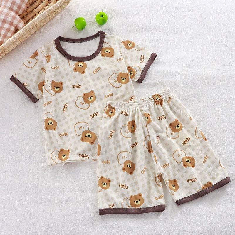 Baby Pajamas Sets Child Pajamas Toddler Short Sleeve Baby Nightwear Pyjamas Kids Cartoon Homewear Clothes