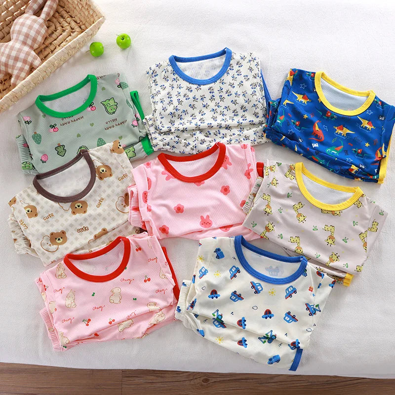 Baby Pajamas Sets Child Pajamas Toddler Short Sleeve Baby Nightwear Pyjamas Kids Cartoon Homewear Clothes