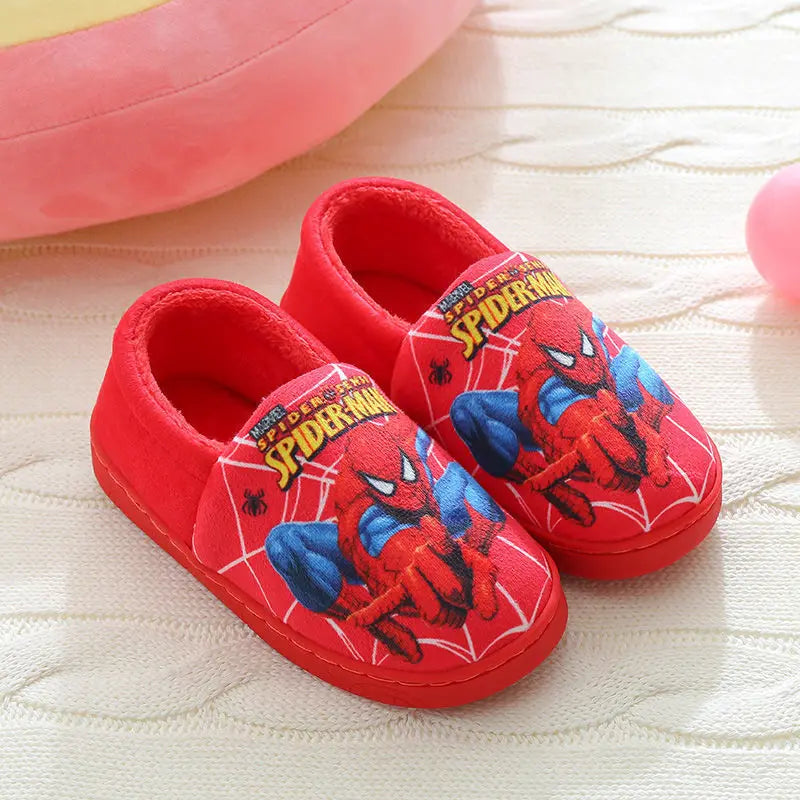 Disney Boys Girls Cartoon Spider Man Kids Cotton Slippers Toddler Winter Warm Princess Women Men Indoor Bedroom Home Shoes