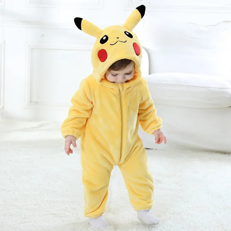 Snorlax Pokemon Pikachu Baby Jumpsuit Cute Pajamas Clothing Newborn Baby Jumpsuit 0-3 Years Old Cosplay Hooded Children'S Wear