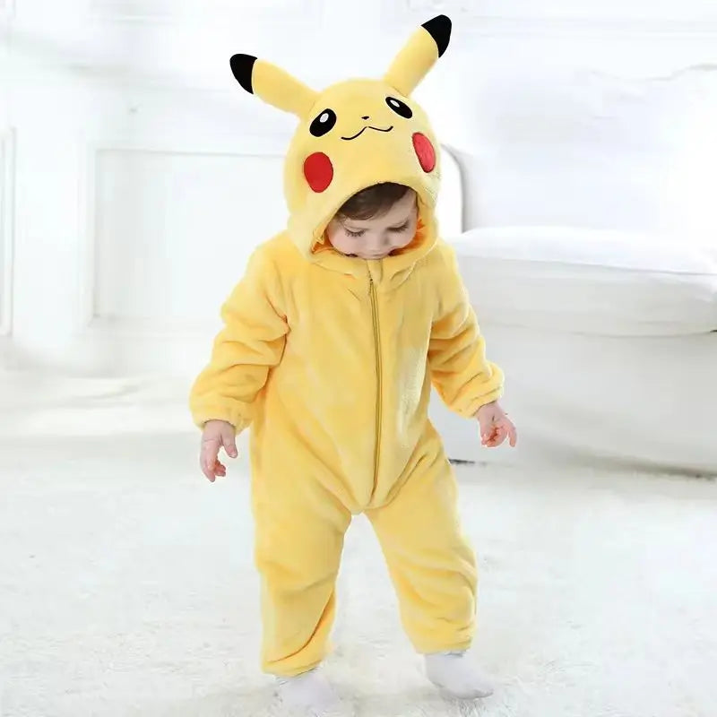 Snorlax Pokemon Pikachu Baby Jumpsuit Cute Pajamas Clothing Newborn Baby Jumpsuit 0-3 Years Old Cosplay Hooded Children'S Wear