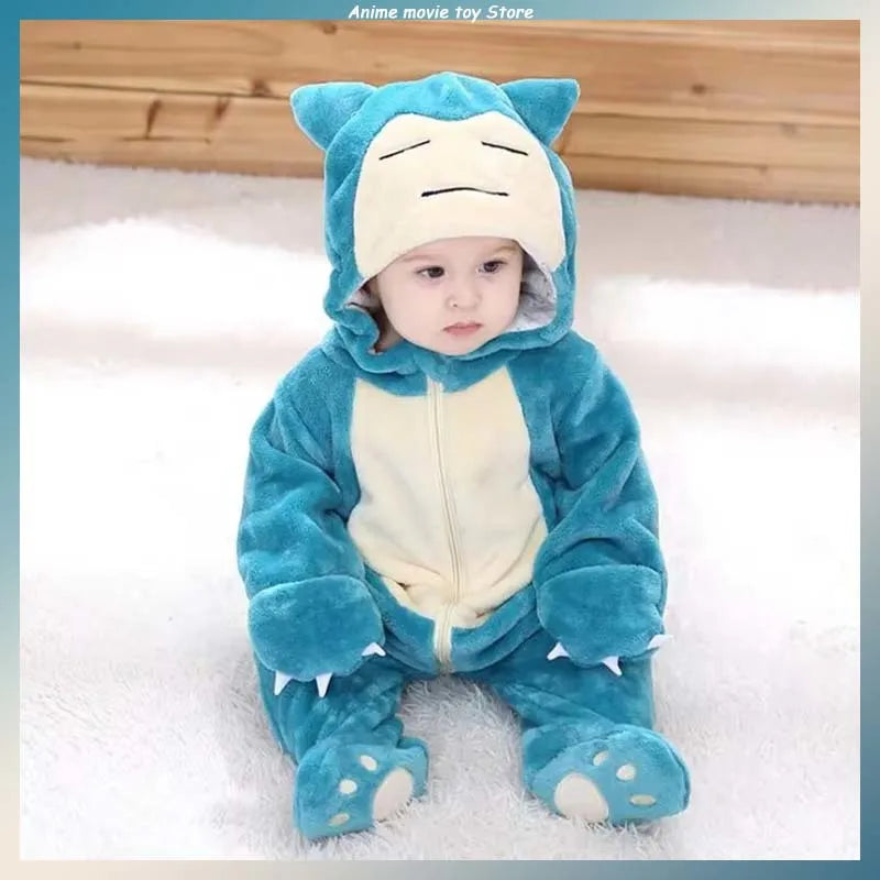Snorlax Pokemon Pikachu Baby Jumpsuit Cute Pajamas Clothing Newborn Baby Jumpsuit 0-3 Years Old Cosplay Hooded Children'S Wear