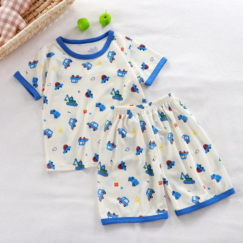 Baby Pajamas Sets Child Pajamas Toddler Short Sleeve Baby Nightwear Pyjamas Kids Cartoon Homewear Clothes