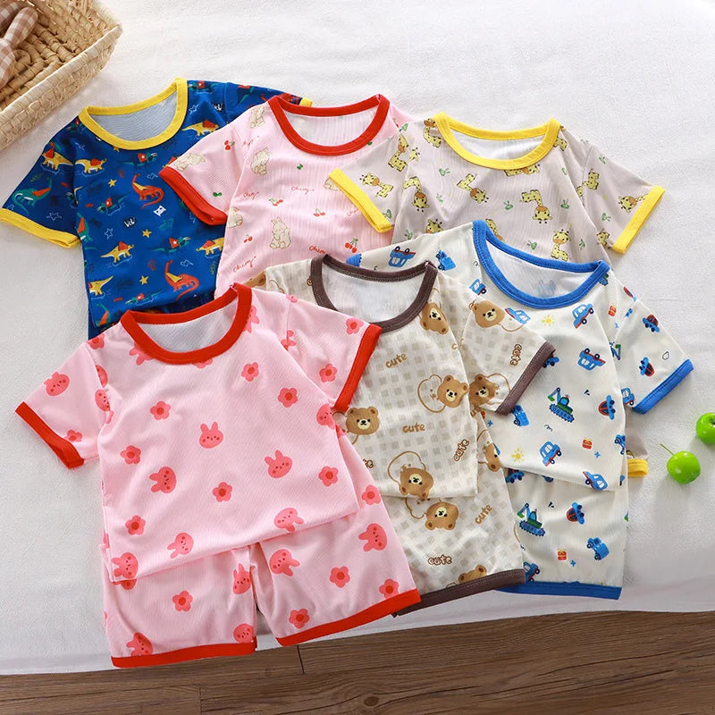 Baby Pajamas Sets Child Pajamas Toddler Short Sleeve Baby Nightwear Pyjamas Kids Cartoon Homewear Clothes