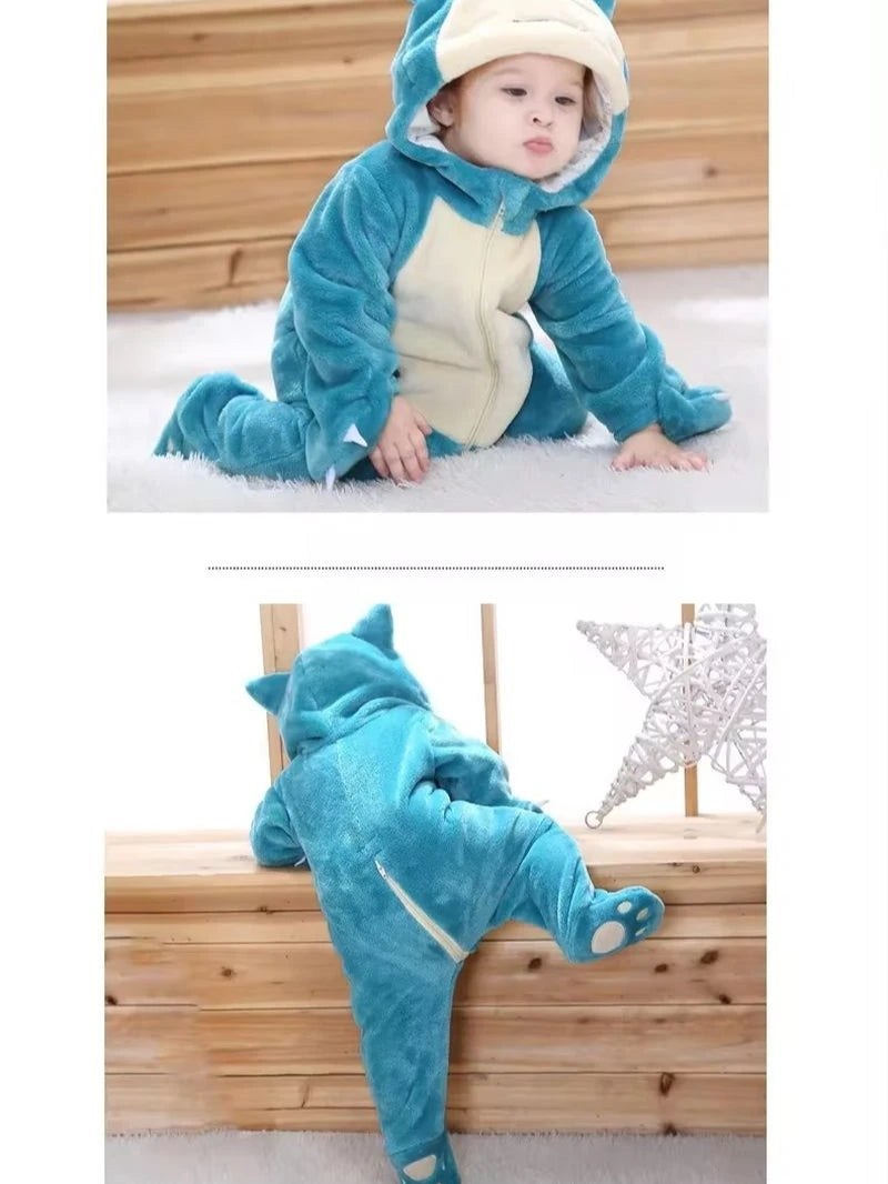 Snorlax Pokemon Pikachu Baby Jumpsuit Cute Pajamas Clothing Newborn Baby Jumpsuit 0-3 Years Old Cosplay Hooded Children'S Wear