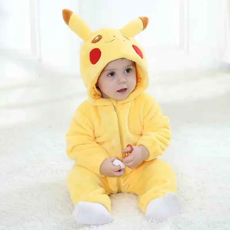 Snorlax Pokemon Pikachu Baby Jumpsuit Cute Pajamas Clothing Newborn Baby Jumpsuit 0-3 Years Old Cosplay Hooded Children'S Wear