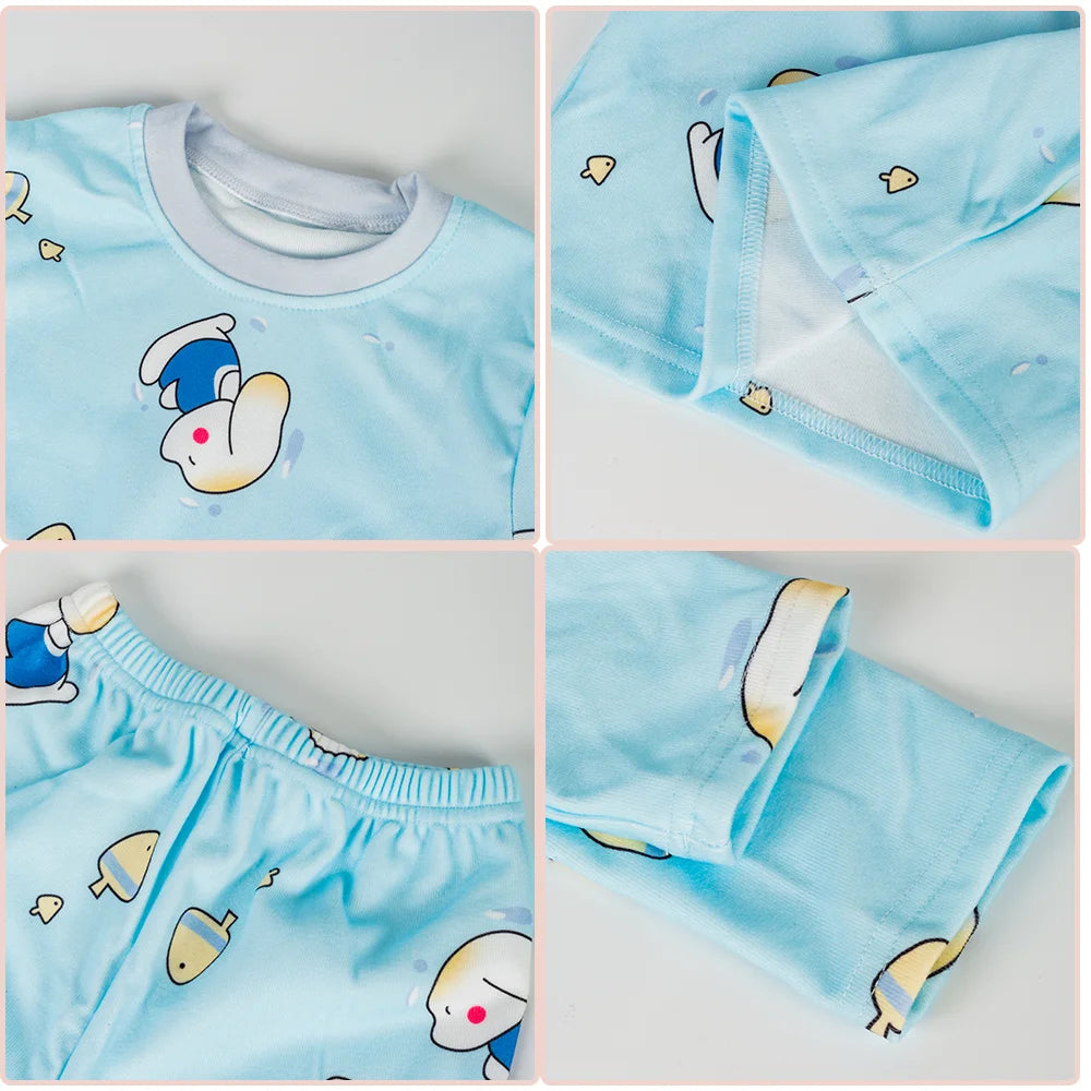 Children Cotton Pajamas Suit Kids Cartoon Sleepwear Autumn Long Sleeve Top+Trousers 2Pcs Boys Girls Velvet Pyjama Loungewear Set