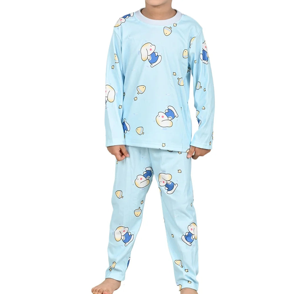 Children Cotton Pajamas Suit Kids Cartoon Sleepwear Autumn Long Sleeve Top+Trousers 2Pcs Boys Girls Velvet Pyjama Loungewear Set