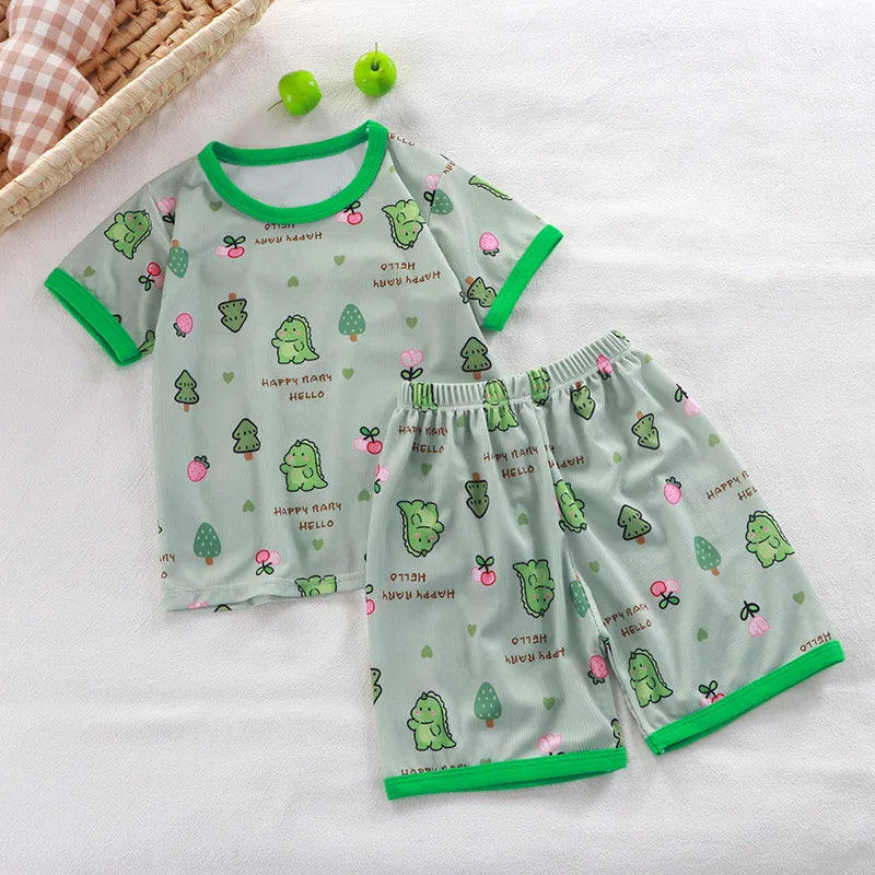 Baby Pajamas Sets Child Pajamas Toddler Short Sleeve Baby Nightwear Pyjamas Kids Cartoon Homewear Clothes